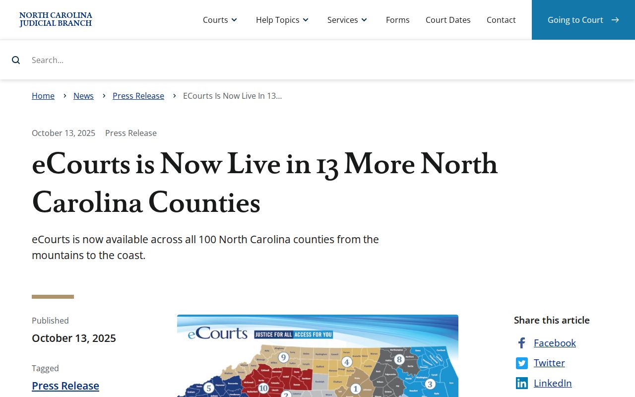 Alexander County court docket eCourts launch record