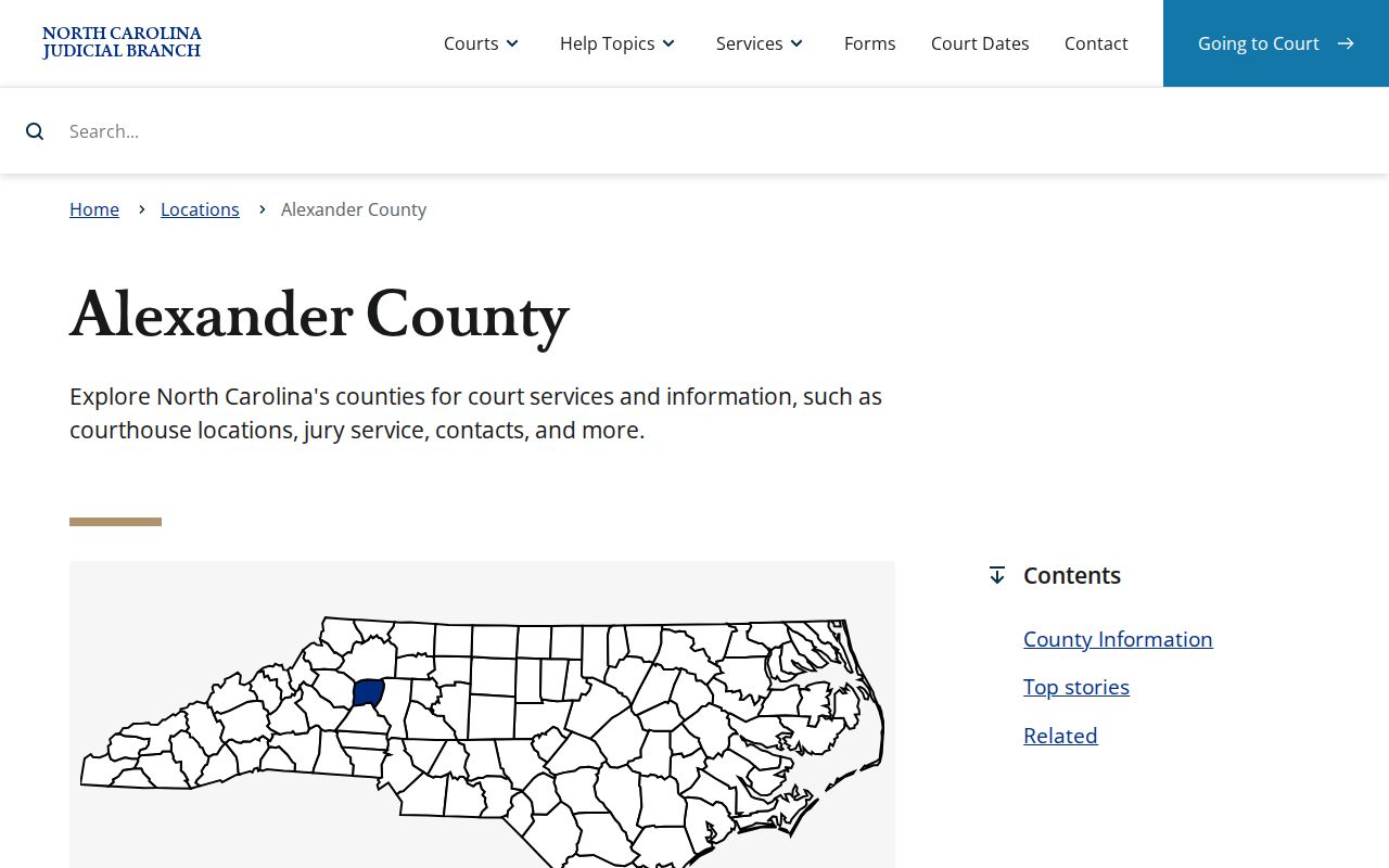 Alexander County court docket judicial location page