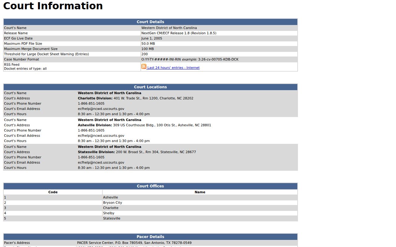 Alexander County case search federal CM ECF system boundary