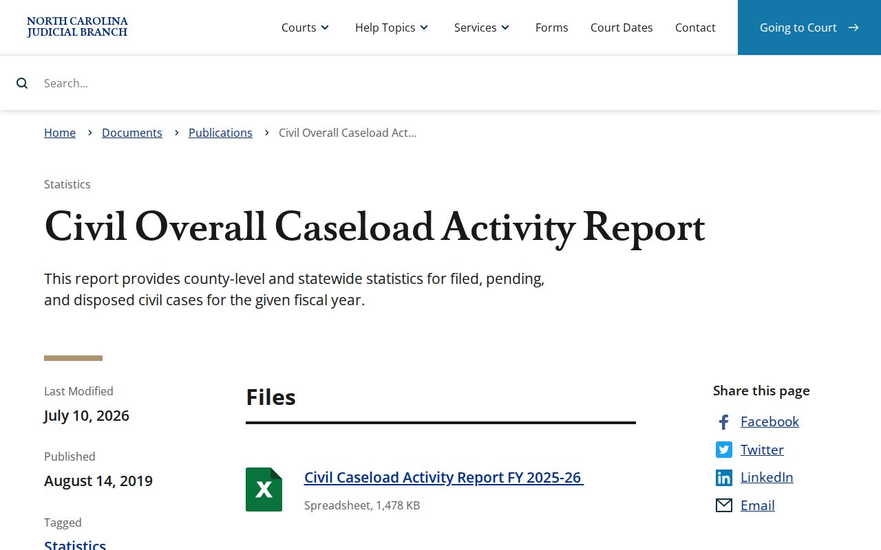 Alexander County civil docket civil caseload activity report reference