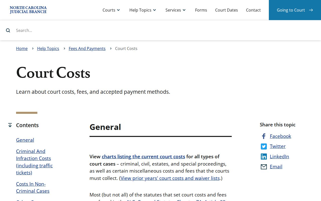 Alexander County civil docket court cost information