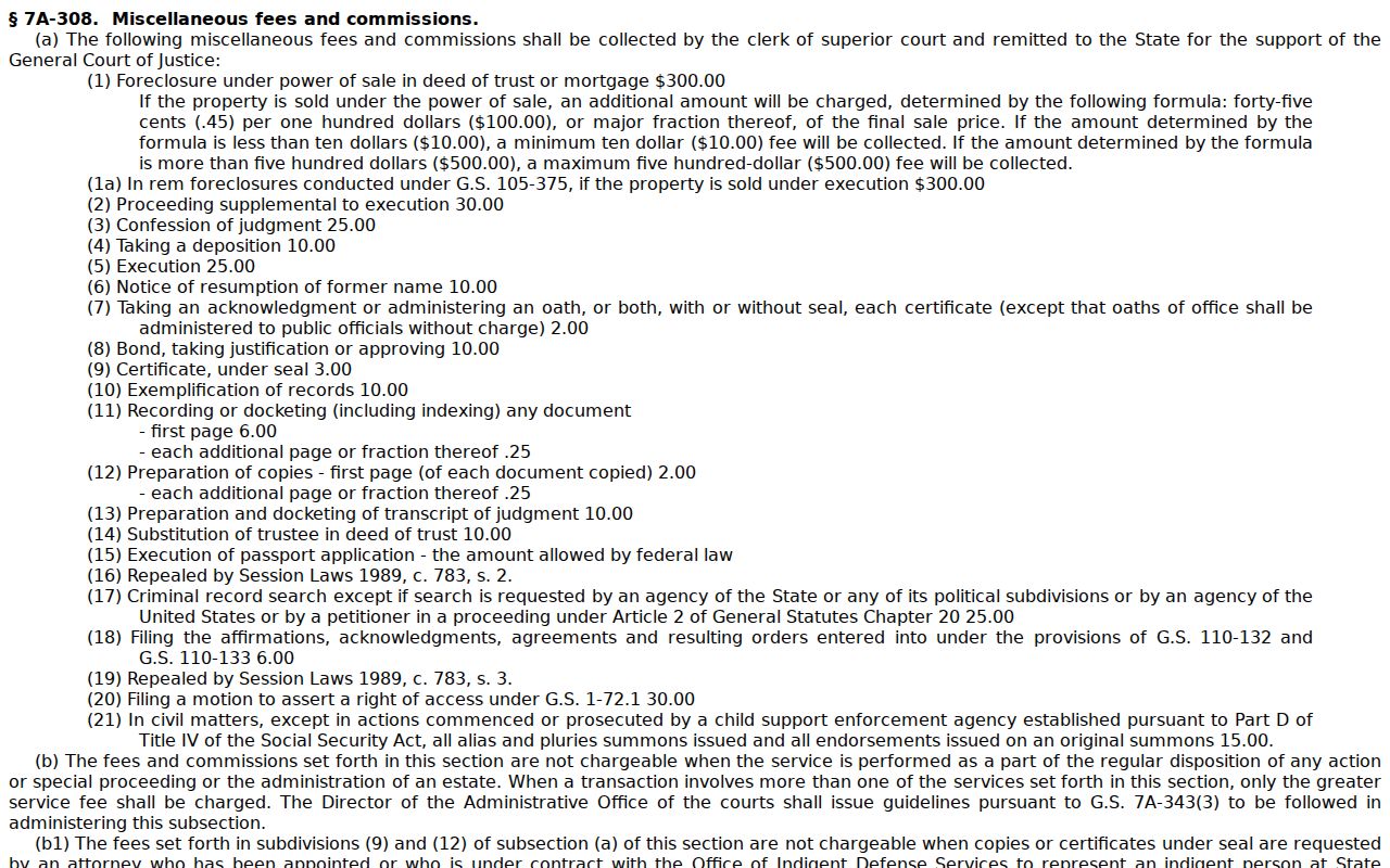 Alexander County civil docket clerk fee statute reference