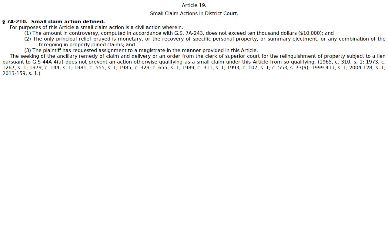Alexander County civil docket small claims court rule