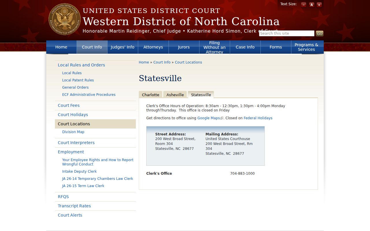 Alexander County court records federal Statesville clerk distinction